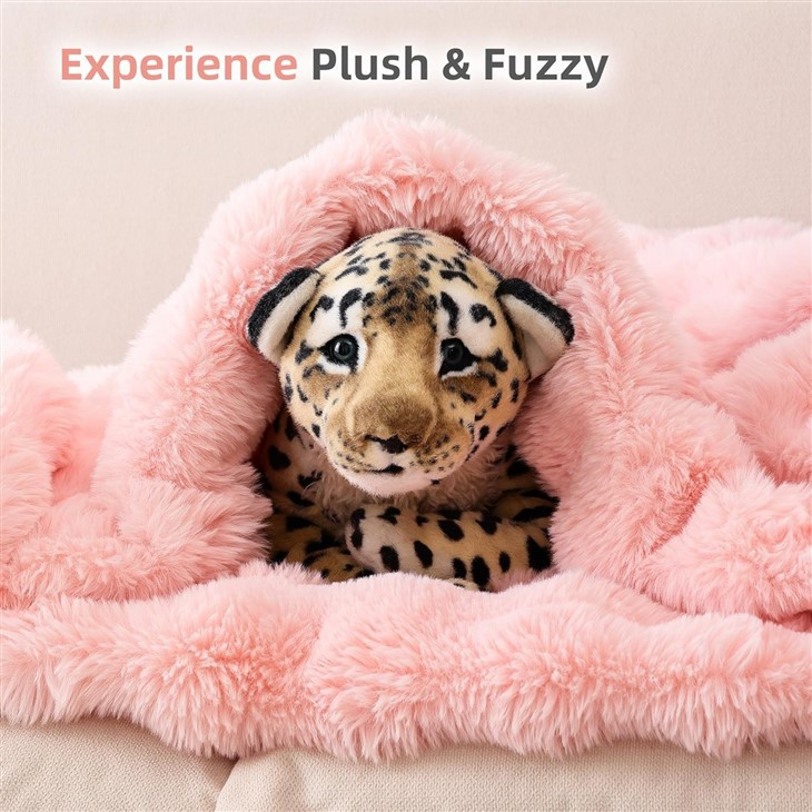 Blush Pink Faux Fur Throw Blanket Cozy Rabbit Fleece manufacturers